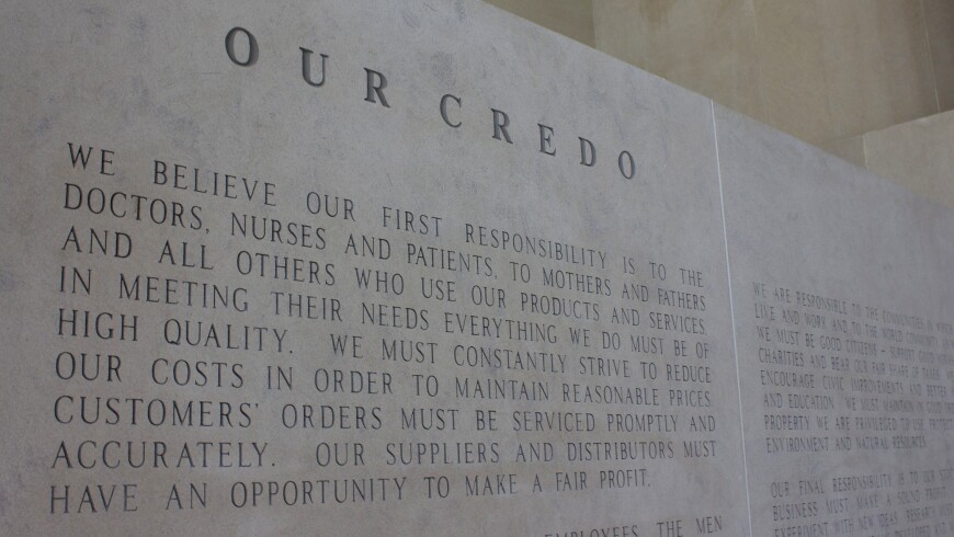 An 8-Foot-Tall Engraved Version of the Johnson & Johnson Credo, Which Sits in New Brunswick, N.J.