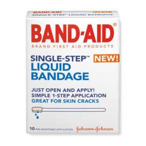 box of liquid BAND-AID® Brand adhesive bandages